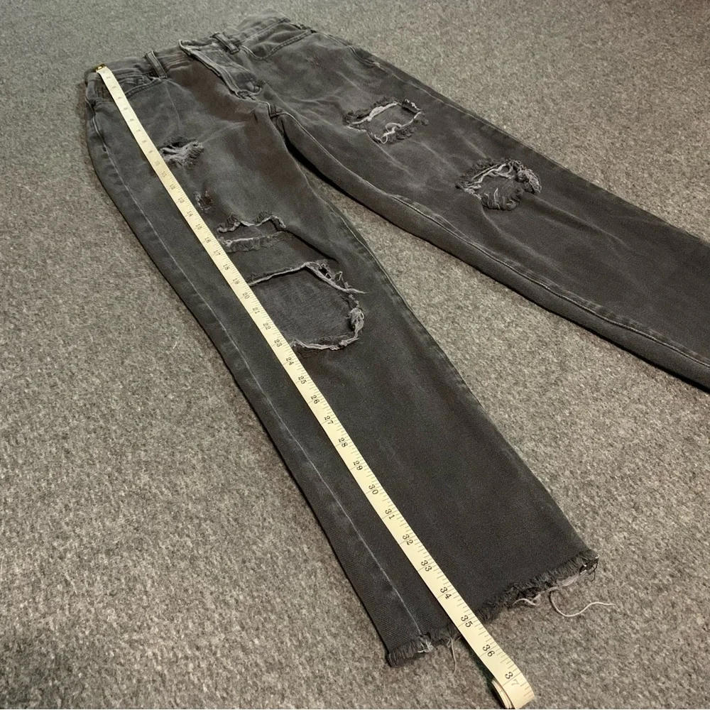 Pacsun High Rise Straight Black Distressed Jeans 23 - Picture 5 of 9